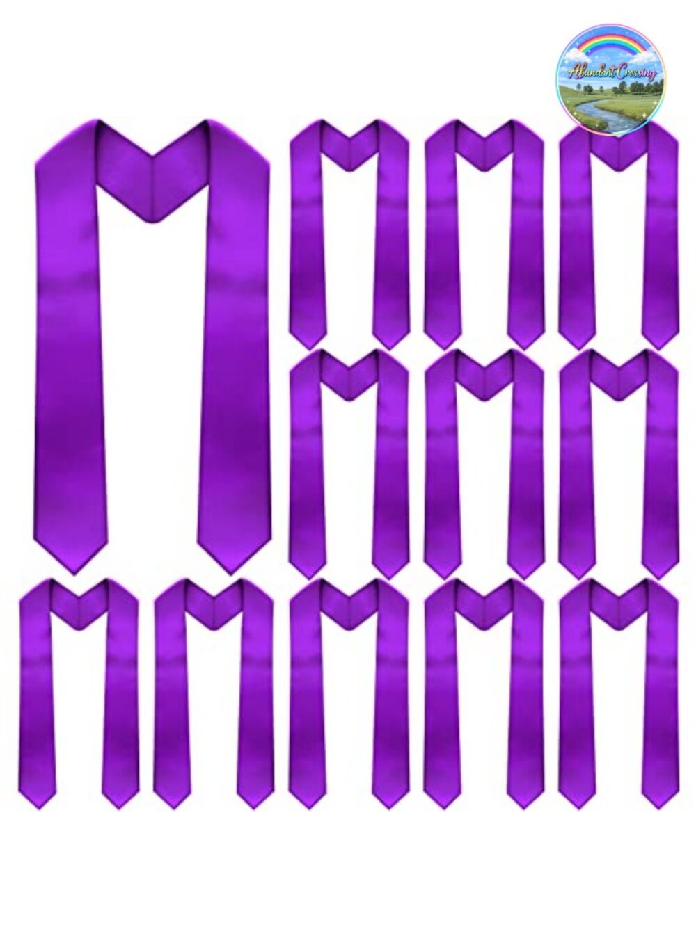 12 Pcs Graduation Stole Polyester Shiny Satin 70 Inch V Shape Unisex
